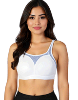 Losha cotton double layered medium to high impact sports bra-White