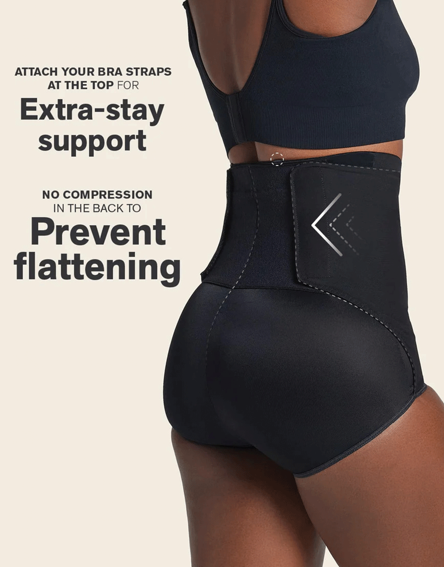 HIGH-WAISTED FIRM TUMMY COMPRESSION POSTPARTSUM PANTY WITH ADJUSTABLE BELLY WRAP-BLACK