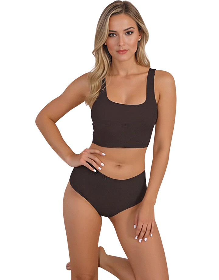 LASER CUT SUPER SOFT BRA SET-DARK BROWN