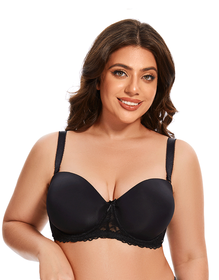 Losha Curvy Lightly Padded strapless Bra-BLACK