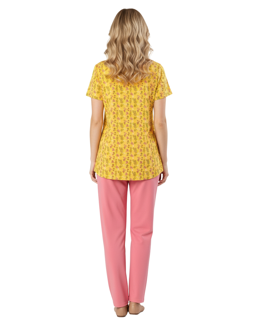 LOSHA COTTON PRINTED TOP & PJ SET-YELLOW