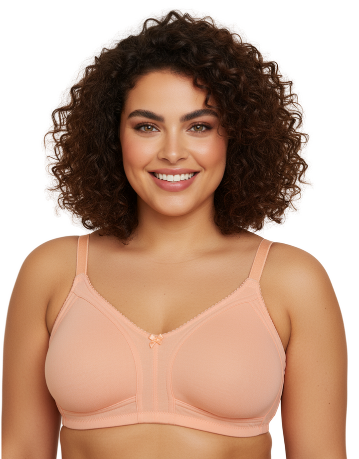PLUS SIZE SOFT COTTON BRA - SALMON
