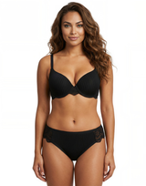 LOSHA LIGHTLY PADDED WIRED BRA SET WITH TOUCH OF LACE-BLACK