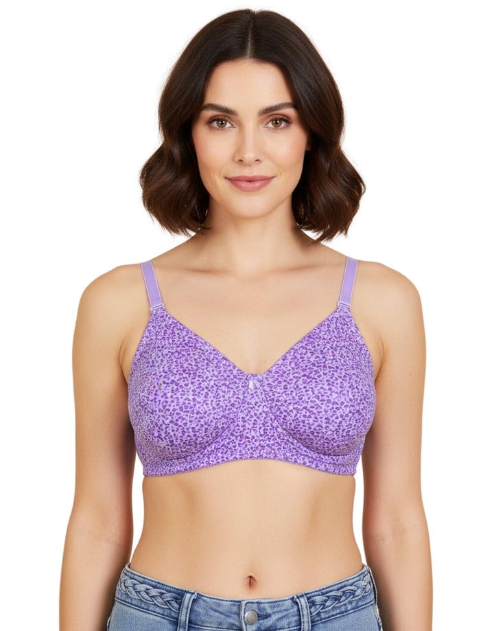 COTTON DOUBLE LAYERED NON WIRED PRINTED WITH CONVERTIBLE STRAPS -LAVENDAR PRINT