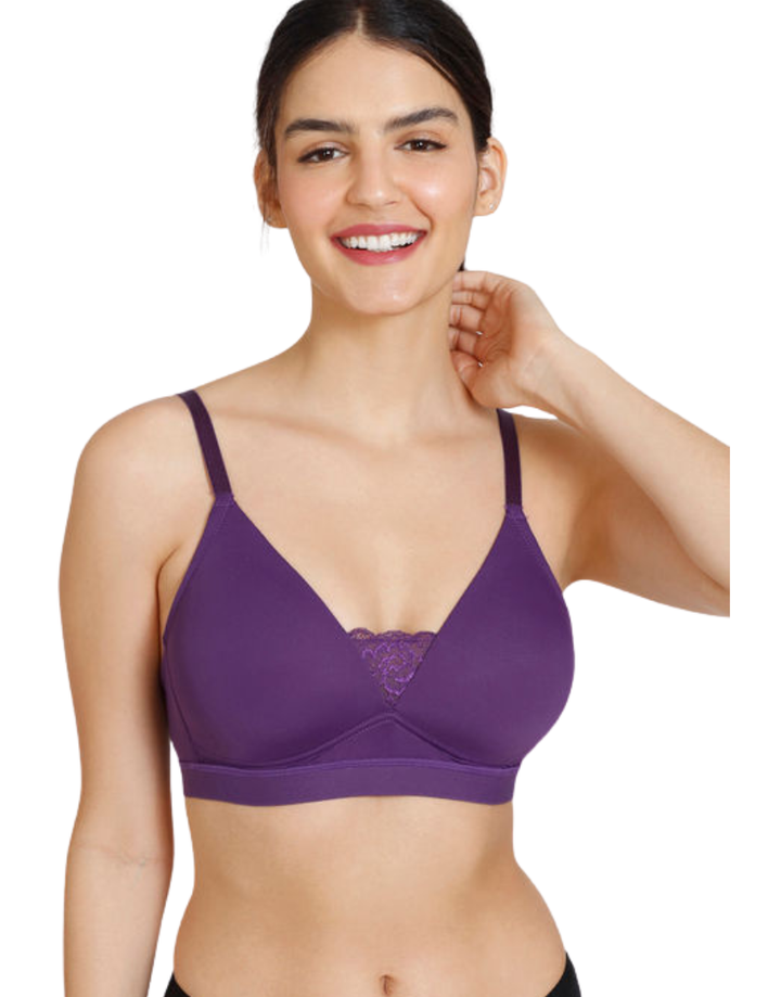 LIGHTLY PADDED NON WIRED T SHIRT BRA-PLUM