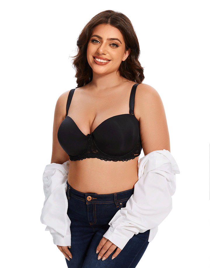 Losha Curvy Lightly Padded strapless Bra-BLACK