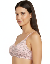 LOSHA COTTON DOUBLE LAYERED MID HIGH PANEL NON WIRED PRINTED BRA  -CANDY FLORAL PRINT