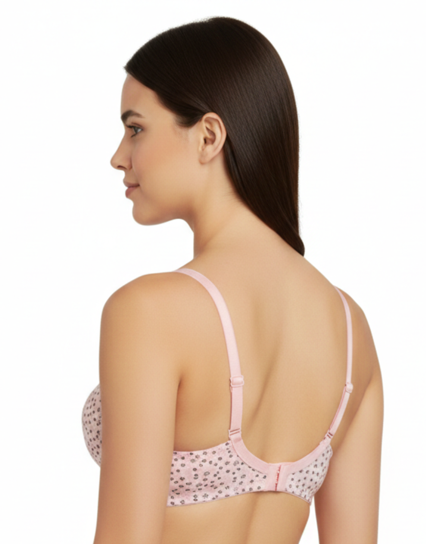 LOSHA COTTON DOUBLE LAYERED MID HIGH PANEL NON WIRED PRINTED BRA  -CANDY FLORAL PRINT