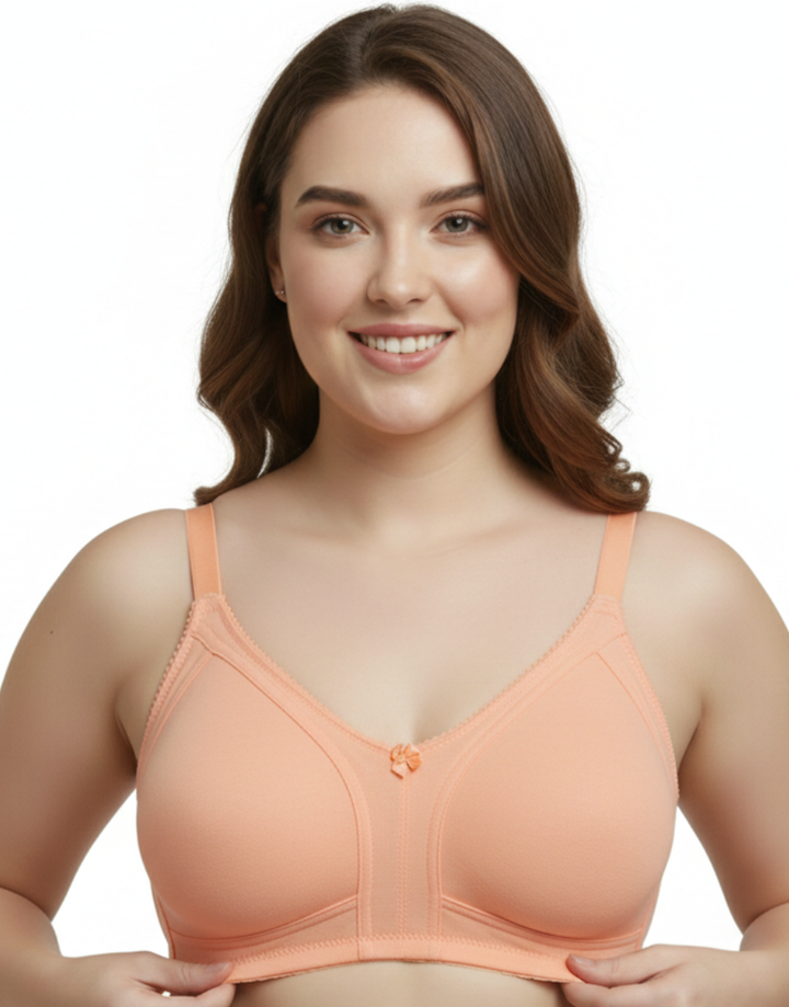 PLUS SIZE SOFT COTTON BRA - SALMON