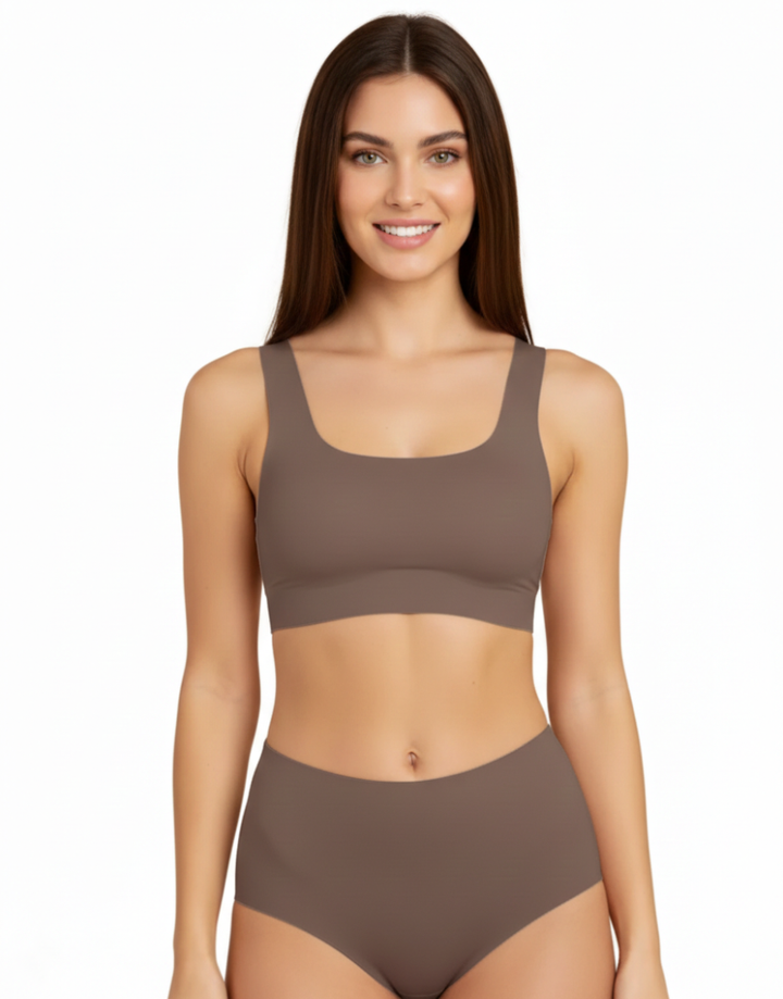 LOSHA LASER CUT SUPER SOFT BRA SET-COFFEE
