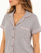 TAHARI BUTTON DOWN TOP AND SHORT SET-GREY MINIS
