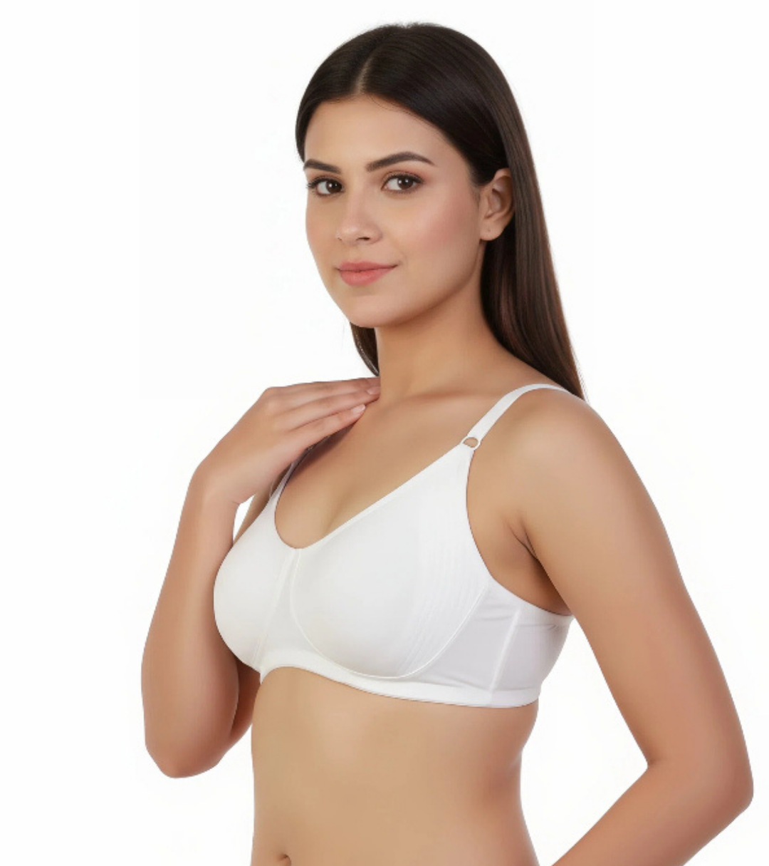 LOSHA COTTON DOUBLE LAYERED ENCIRCLE BRA-WHITE