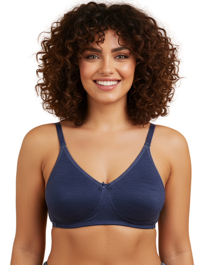 LOSHA COTTON DOUBLE LAYERED MOULDED CUPS WIRE-FREE BRA-BLUE DEPTHS