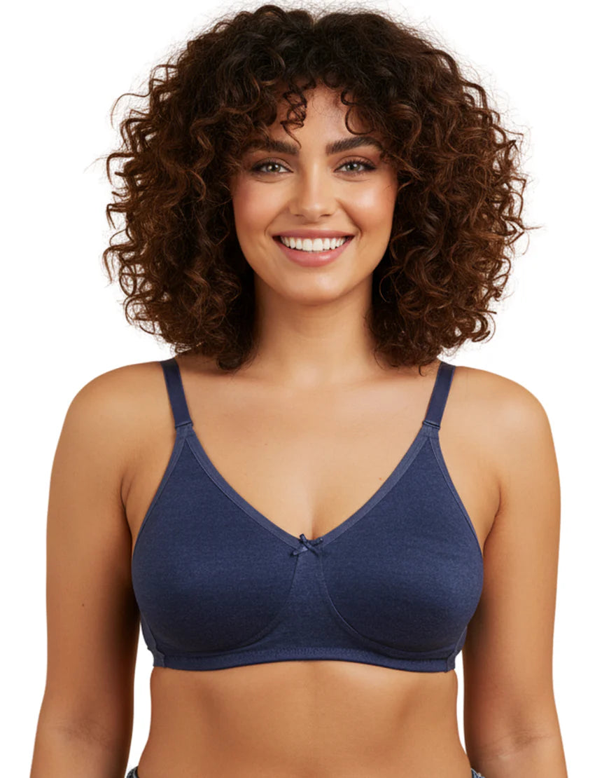 LOSHA COTTON DOUBLE LAYERED MOULDED CUPS WIRE-FREE BRA-BLUE DEPTHS