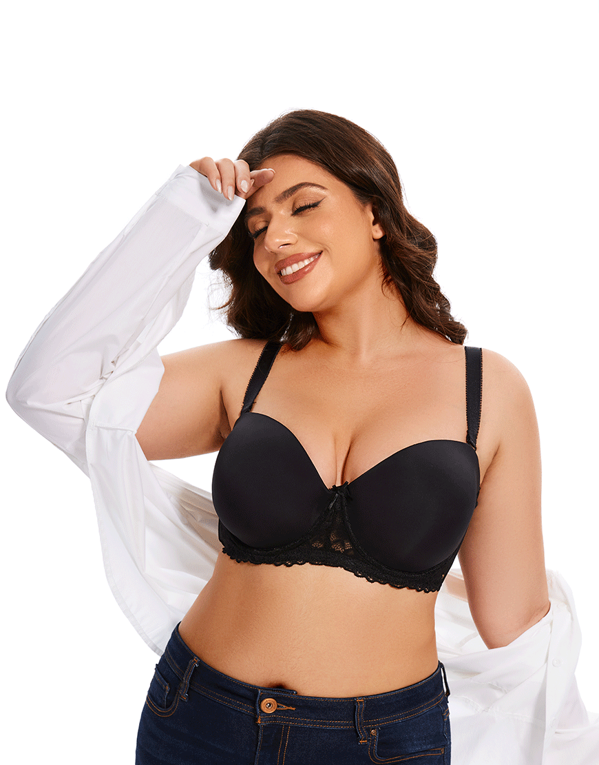 Losha Curvy Lightly Padded strapless Bra-BLACK