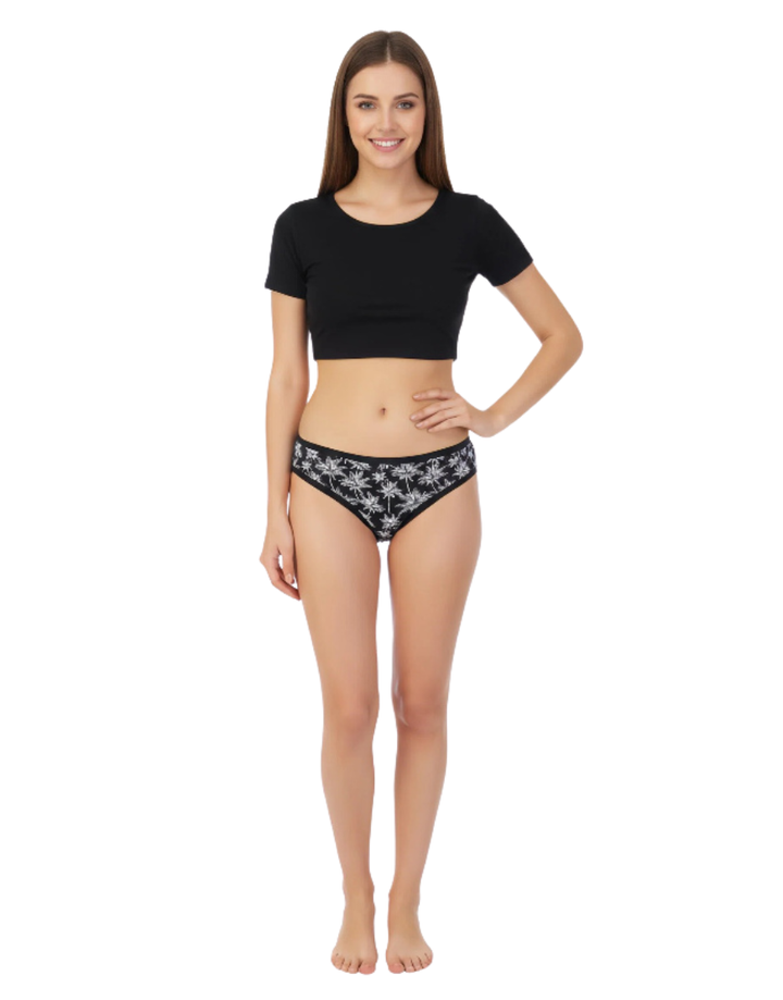 PACK OF 5 SUPER SOFT COTTON STRETCH PRINTED BIKINI BRIEFS -PALM