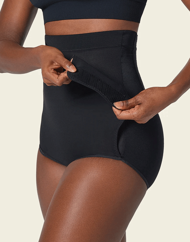 HIGH-WAISTED FIRM TUMMY COMPRESSION POSTPARTSUM PANTY WITH ADJUSTABLE BELLY WRAP-BLACK