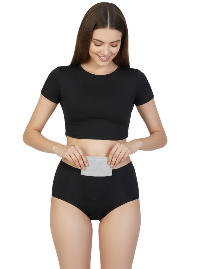 Losha Low-Waist Triple-Layered Period Panty with Pocket BLACK