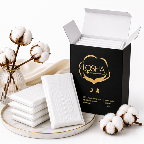Losha Organic Cotton Ultra thin sanitary pads PACK OF 7- 330mm