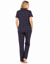 SIESTA COTTON BUTTON DOWN SHIRT & PJ SET- NAVY HEARTS