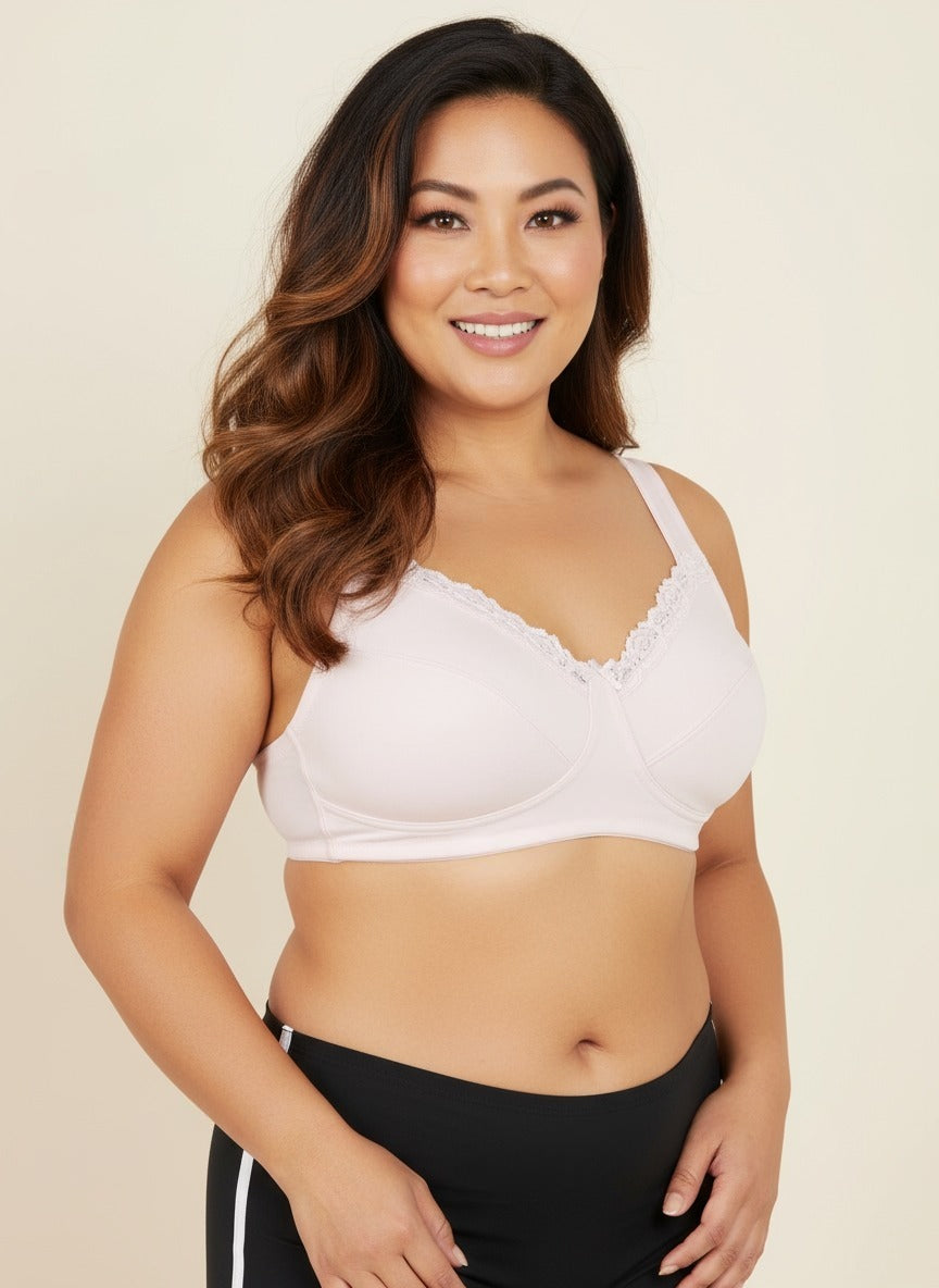 FULL COVERAGE SUPER SUPPORT CUT & SEW CUPS MINIMIZER BRA-WHITE