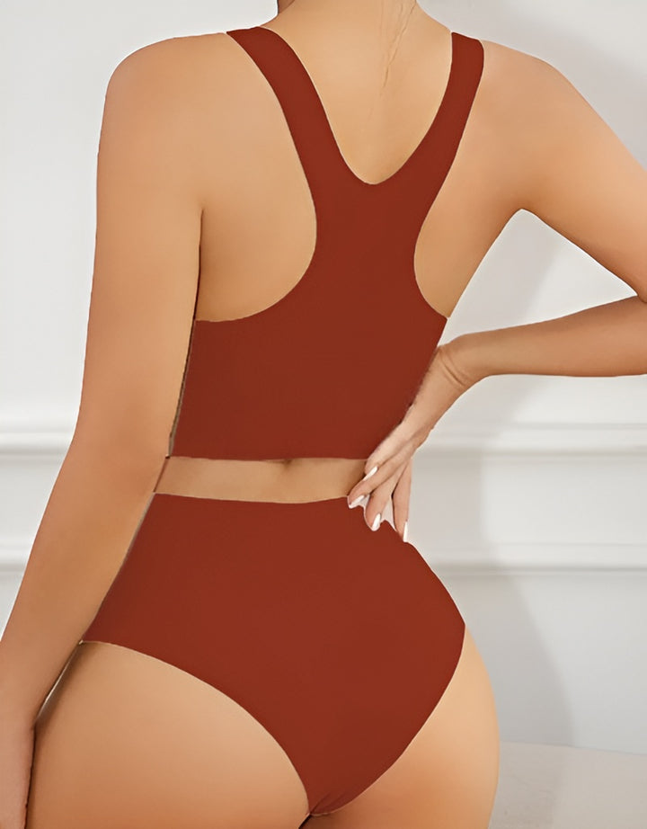 LASER CUT SUPER SOFT BRA SET -RUST