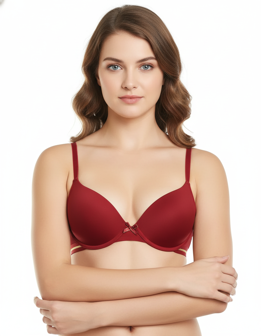 PACK OF 2 LEVEL-1 PUSH UP BRAS – BLACK/RED DAHILA