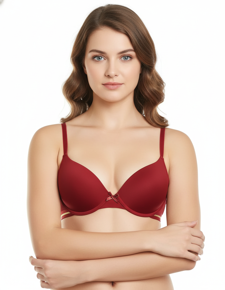 PACK OF 2 LEVEL-1 PUSH UP BRAS – BLACK/RED DAHILA