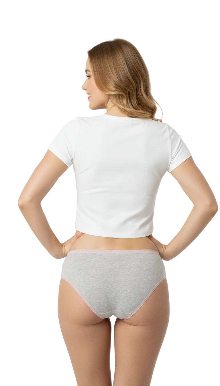 LOSHA SUPER SOFT COTTON STRETCH BIKINI BRIEF -LIGHT GREY