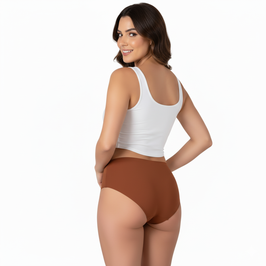 Losha High Waist laser Cut 4 layered Period Panty -rust