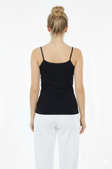 Cotton Comfort Stretch Camisole-JET BLACK