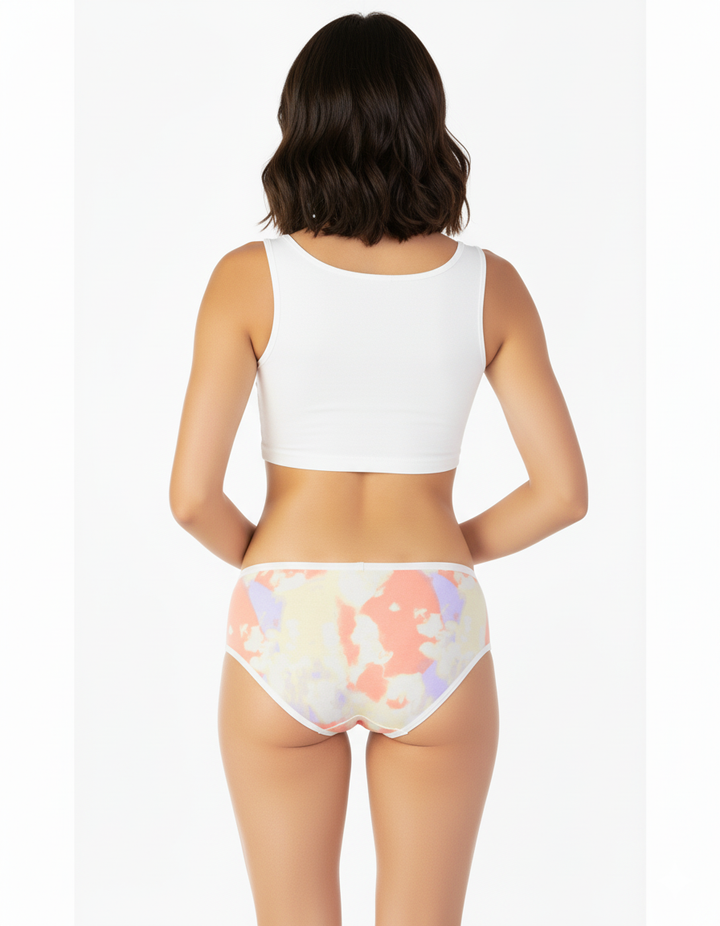 PACK OF 5 SUPER SOFT COTTON STRETCH PRINTED BIKINI BRIEFS -PUMPKIN