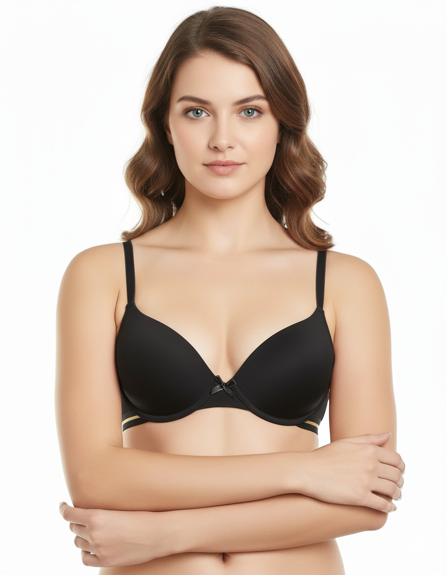 PACK OF 2 LEVEL-1 PUSH UP BRAS – BLACK/RED DAHILA