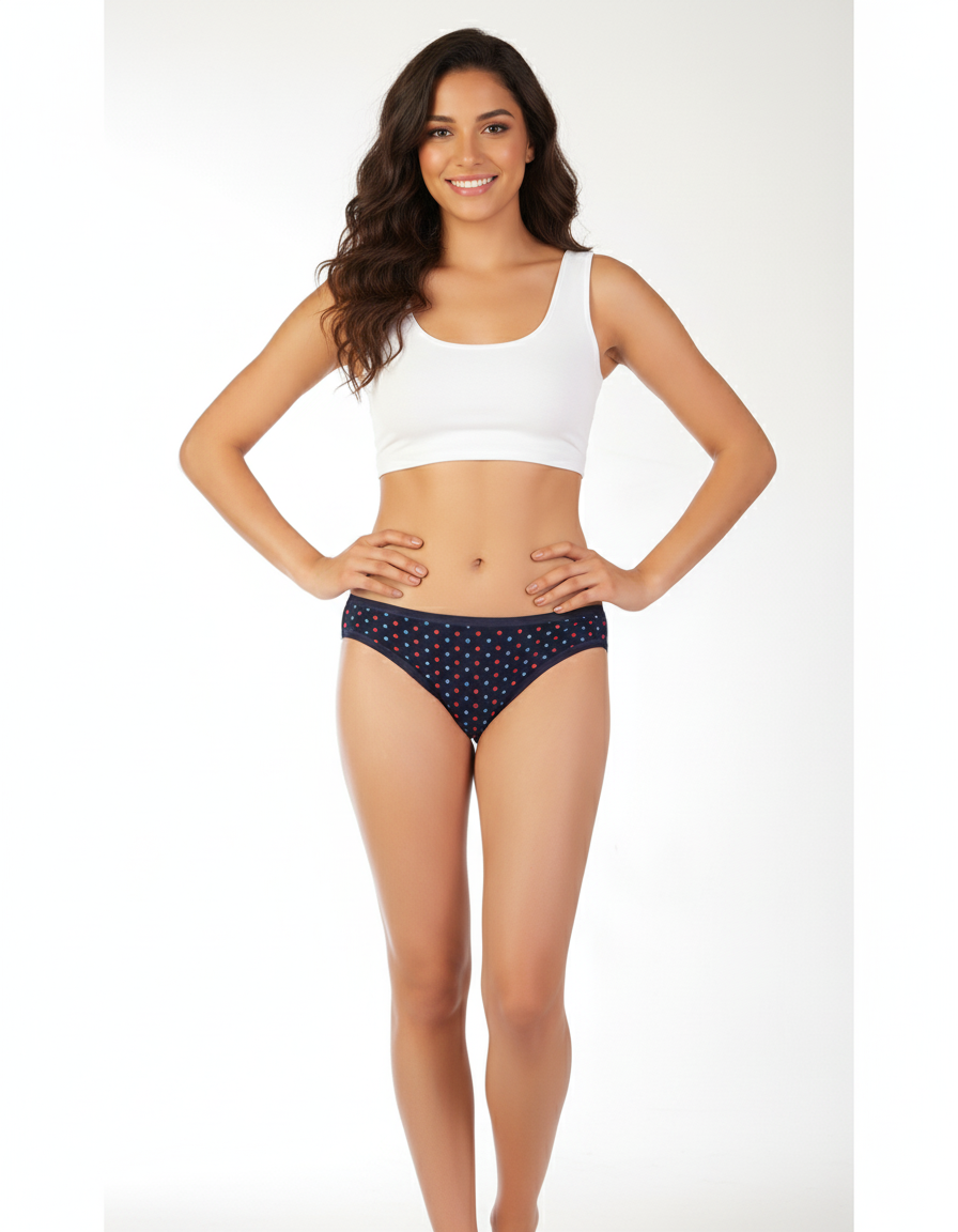 PACK OF 5 SUPER SOFT COTTON STRETCH PRINTED BIKINI BRIEFS -PUMPKIN