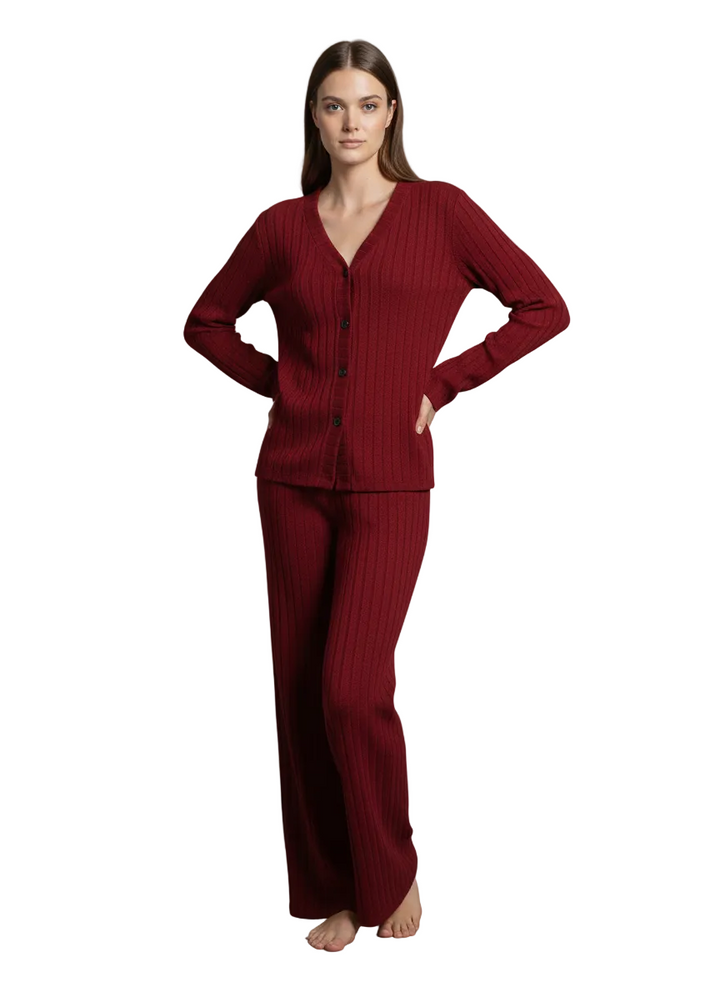 Losha Ribbed Comfort Button-Down PJ Set
