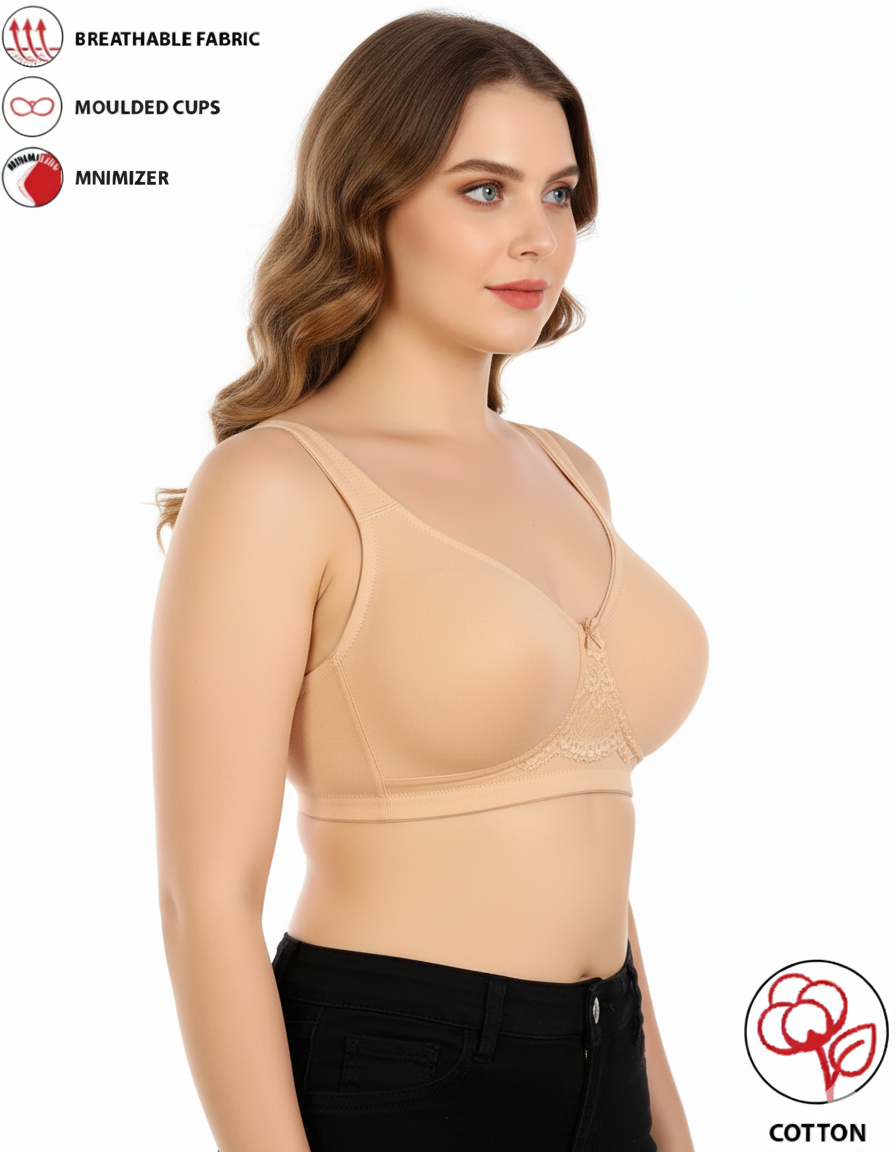 LOSHA COTTON FULL COVERAGE SINGLE LAYERED WIRE-FREE BRA -SKIN