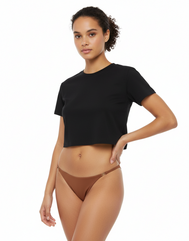 Losha Low waist Laser Cut Stylish Panty -Brown