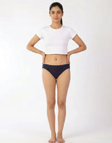 LOSHA SUPER SOFT COTTON STRETCH PRINTED BIKINI BRIEF -BLUE POLKA DOT