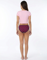 LOSHA SUPER SOFT COTTON STRETCH PRINTED BIKINI BRIEF -CHECK PRINT