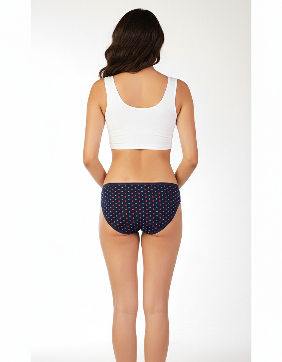 PACK OF 5 SUPER SOFT COTTON STRETCH PRINTED BIKINI BRIEFS -PUMPKIN