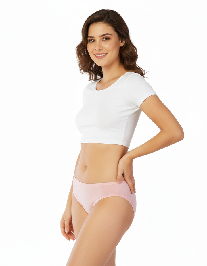 PACK OF 5 SUPER SOFT COTTON STRETCH PRINTED BIKINI BRIEFS -PALM