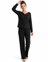 LOSHA V NECK FULL SLEEVS PJ SET -BLACK