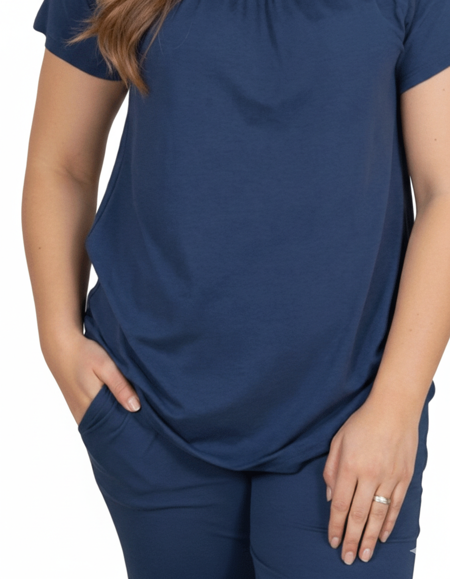 2 PIECE Cotton Viscose PAJAMA SET -NAVY