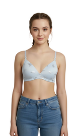 LOSHA GIRL PACK OF 3  NON WIRED LIGHTLY PADDED BRAS-LBLUE/WHITE/LAVENDER