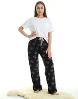 STRAIGHT LEG FLEECE SLEEP PANT-BLACK