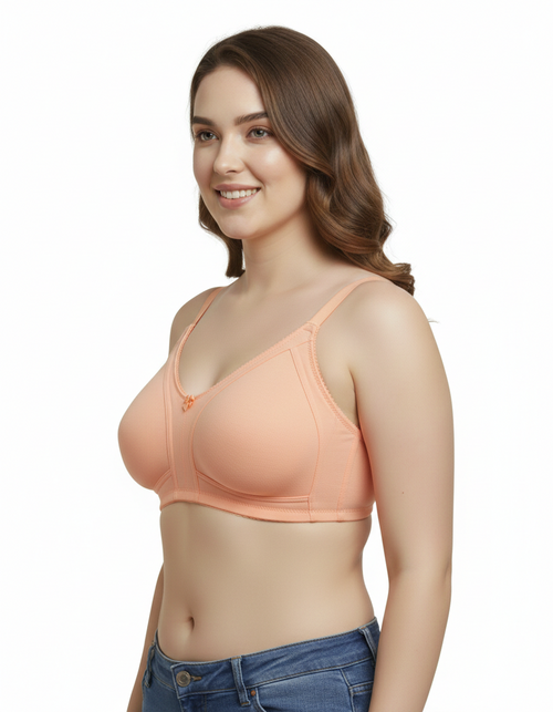 PLUS SIZE SOFT COTTON BRA - SALMON