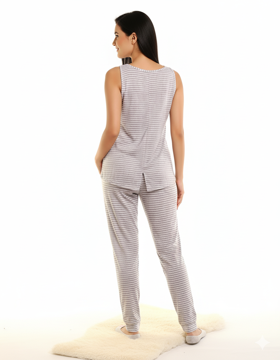 TAHARI BRUSHED KNIT TANK & JOGGER PJ SET – CHARCOAL