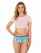 COTTON BIKNI BREIF WITH FLORAL PRINT-BLUE