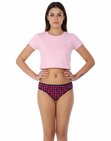 LOSHA SUPER SOFT COTTON STRETCH PRINTED BIKINI BRIEF -CHECK PRINT