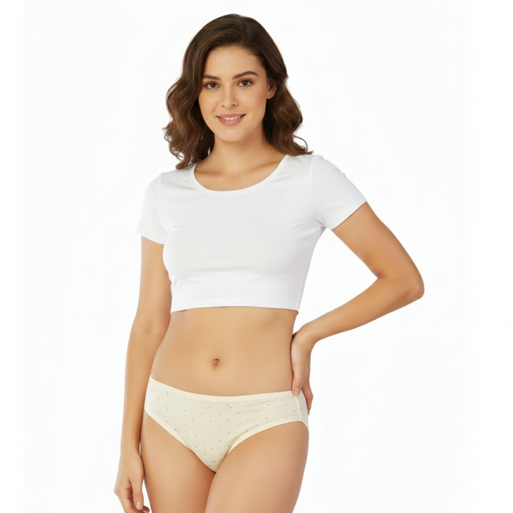 PACK OF 5 SUPER SOFT COTTON STRETCH PRINTED BIKINI BRIEFS -POLKA DOTS